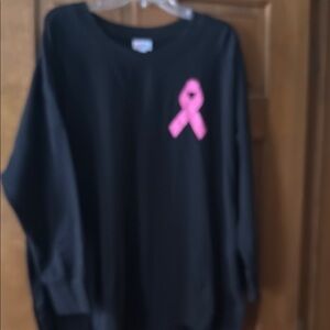 Black Sweatshirt with Pink Ribbon